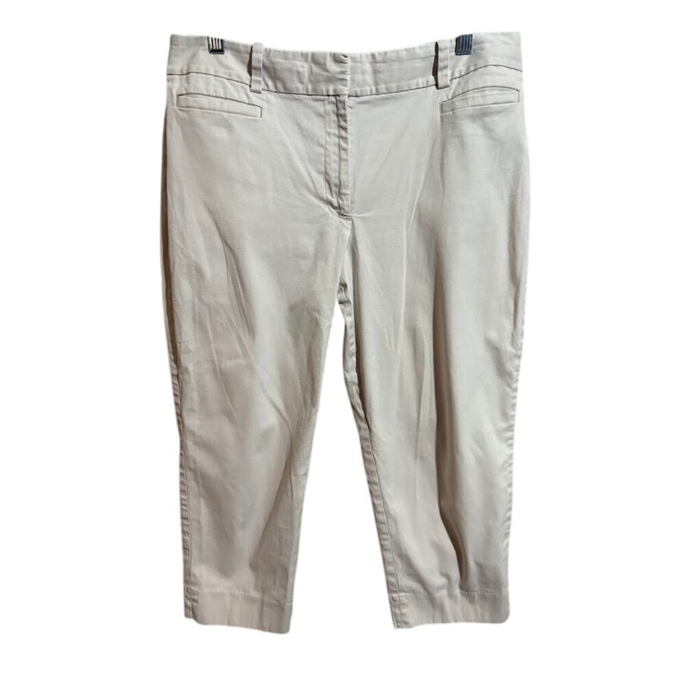 Talbots Khaki The Perfect Crop Curvy‎ Pants Petite Size 12